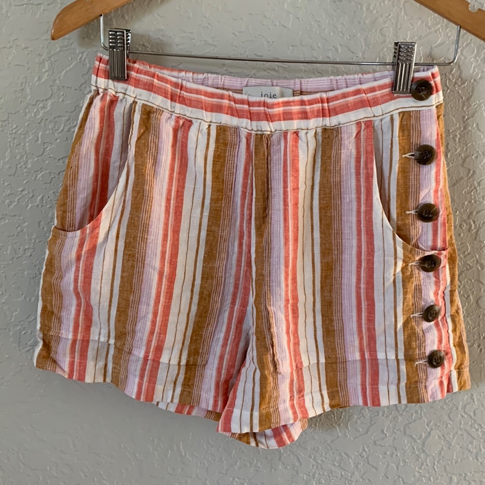 Joie Diradine Stripe Linen Summer Beach Shorts Sz XS Small